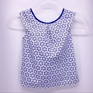 Okaidi Blue and White Contemporary Floral Tank Top Girls Size 8